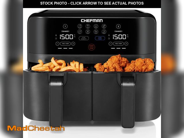 Lot 74-13043173 - Chefman Turbofry Dual Basket Air Fryer w/ Digital Touch Display, 9 Qt Capacity - Black - UNUSED