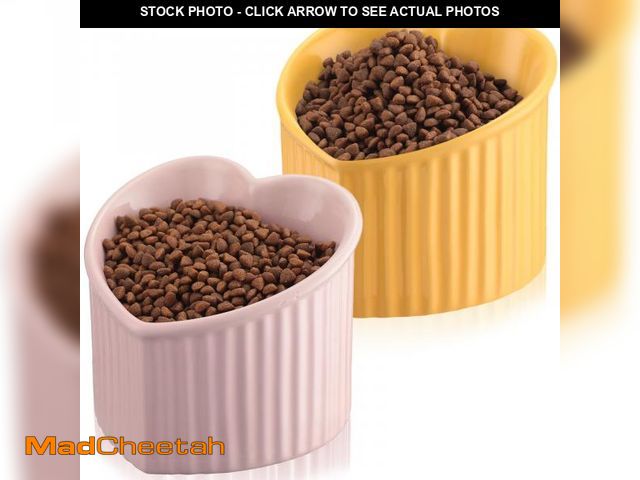Lot 74-11554044 - Mumufy 2 Pcs Ceramic Elevated Cat Bowls Tilted Elevated Raised Pet Bowls Anti Vomit Cat Dish for Ind...