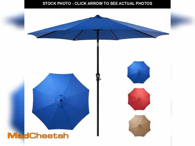 Lot 74-13814934 - edx 9-FT Outdoor Patio Umbrella with Push Button Tilt and Crank, Patio Table Market Umbrella with 8 ...