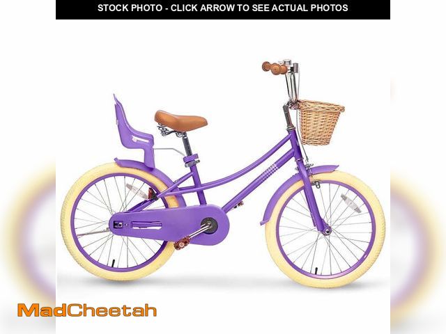 Lot 74-12679565 - KORIMEFA Girls Bike Ages 8-12 Years Old, Kids Bike for Toddlers with Basket &amp; Training Wheels, 2...