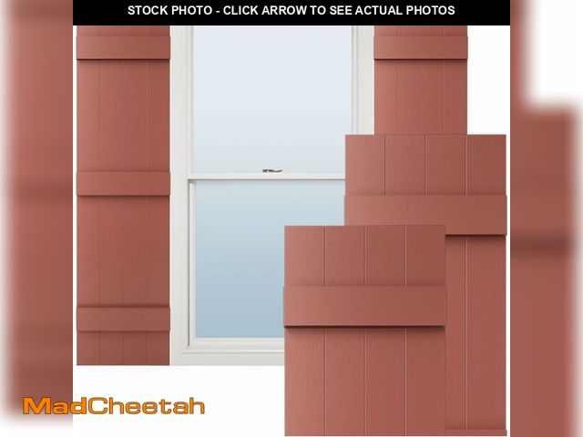 Lot 74-12665008 - Ekena Millwork Lifetime Vinyl LJ4S14X05500RD Standard Four Board Joined, Board-n-Batten Vinyl Shutte...