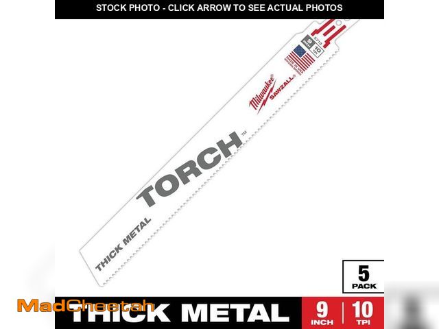 Lot 74-12796373 - Milwaukee 9 in. 10 TPI TORCH Thick Metal Cutting SAWZALL Reciprocating Saw Blades (5-Pack) - UNUSED