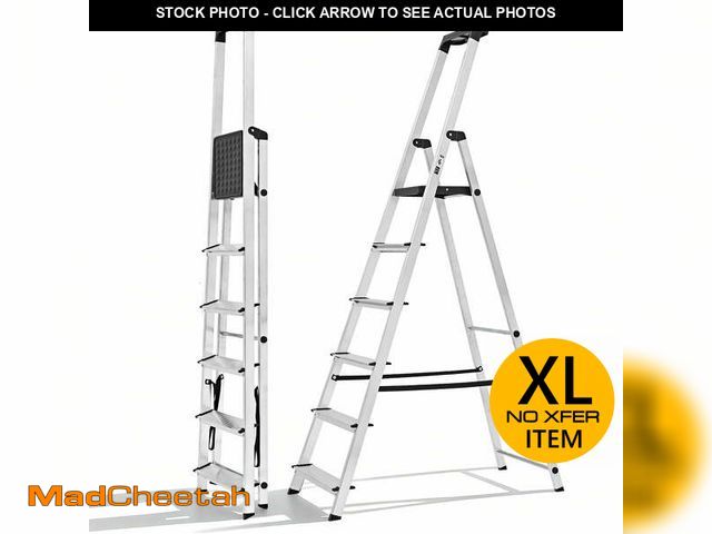 Lot 74-14259083 - CONCETTA 71 Inch 6-Step Herringbone Aluminium Ladder with Non-Slip Treads and Comfortable Handrails,...