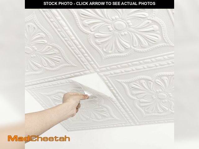 Lot 74-13583788 - Ceiling Tiles Peel and Stick, 32 Pcs Ceiling Tiles Foam, Covered 42 Sq.Ft, Easy to Install and Cut f...