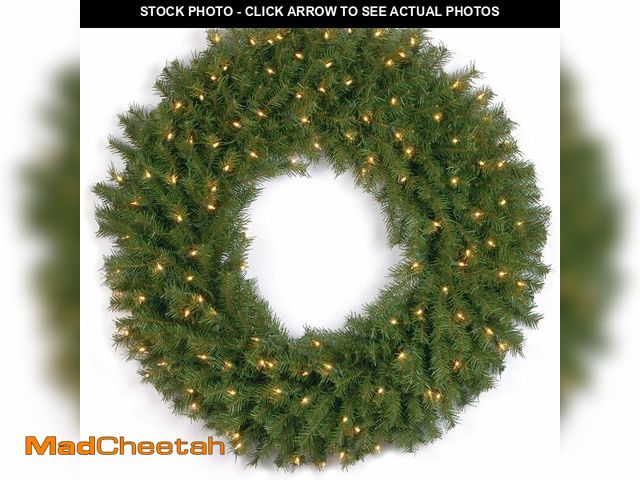 Lot 74-12760368 - National Tree Company Pre-Lit Artificial Christmas Wreath, Green, Norwood Fir, White Lights, Christm...