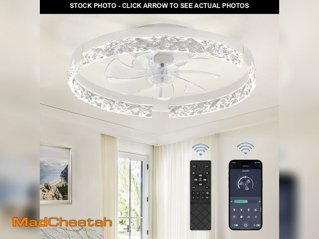 Lot 74-13050076 - LEDIARY 20 Inch Low Profile Ceiling Fans with Lights and Remote, Fandelier Ceiling Fan Flush Mount, ...