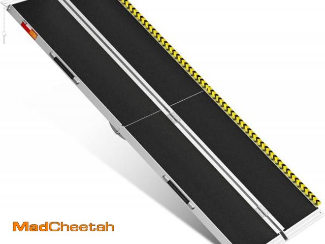 Lot 74-12167978 - VNN Portable Wheelchair Ramp 7FT, Seamless Non-Slip Aluminum Folding Handicap Ramp, Door Threshold W...