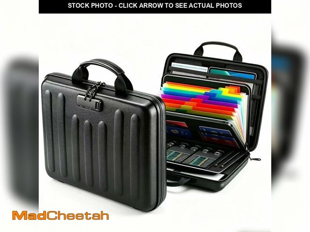 Lot 74-14147291 - Fireproof Document Organizer with Lock, Waterproof Hard-Shell File Organizer, 13 Pocket Accordion Fo...