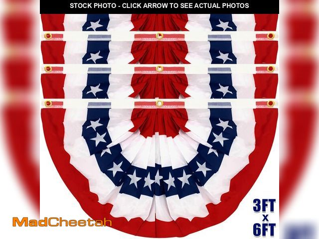 Lot 74-14055944 - 4 Pack 250th Anniversary Extra Large 3x6 Feet Bunting American Flags for Outside, 4th of July Decora...