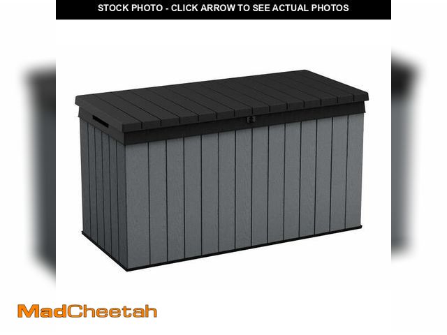 Lot 74-14087041 - Keter Darwin 150 Gallon Durable Resin Outdoor Deck Box Storage Organization, Graphite - UNUSED