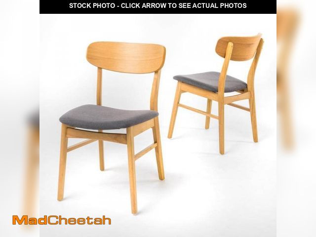 Lot 74-12510016 - Christopher Knight Home Heather Mid-Century Modern Dining Chairs (Set of 2), Dark Gray and Natural O...