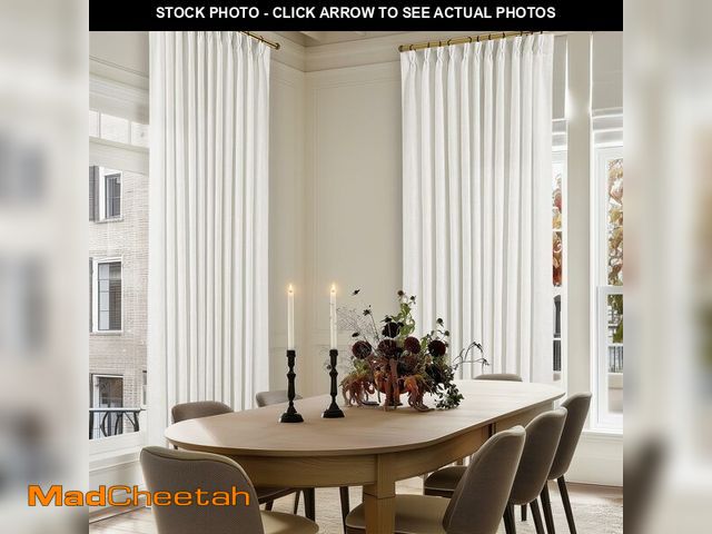 Lot 74-13454881 - Pinch Pleated Linen 108 Inch Curtains 70 Inch Width for Living Room Divider Light Filtering Ivory Be...