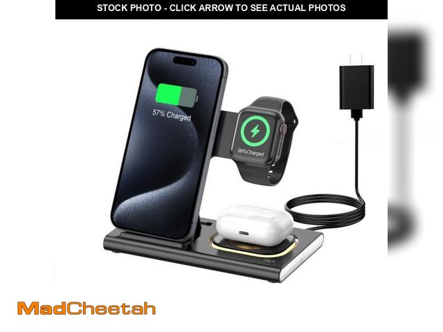 Lot 74-11545450 - 3 in 1 Foldable Charging Station for Apple Products,Fast Wireless Charger Travel Dock Adapter&amp;Li...