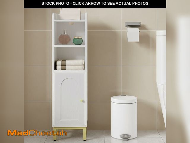 Lot 74-12713071 - Hzuaneri Bathroom Storage Cabinet, Small Corner Floor Cabinet with Door and Shelves, Narrow Toilet P...