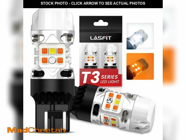 Lot 74-14269358 - LASFIT T3 7443 Switchback LED Bulb 7444NA Front Turn Signal CANBUS Error Free White Amber NEW 500% B...