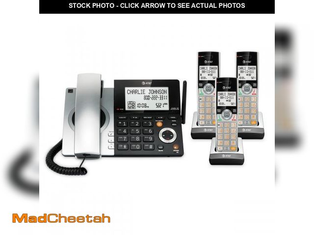 Lot 74-12047689 - AT&amp;T CL84307 Dect 6.0 Expandable Corded/Cordless Phone with Smart Call Blocker, Silver/Black wit...