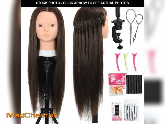 Lot 74-14270812 - Opini 26 Inch Mannequin Head 80% Real Human Hair Styling Mannequin Doll Head Human Hair for Hairdres...