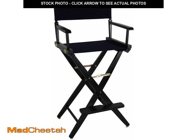Lot 74-12827520 - American Trails Extra-Wide Premium 30" Director's Chair Black Frame with Navy Canvas, Bar Height - U...