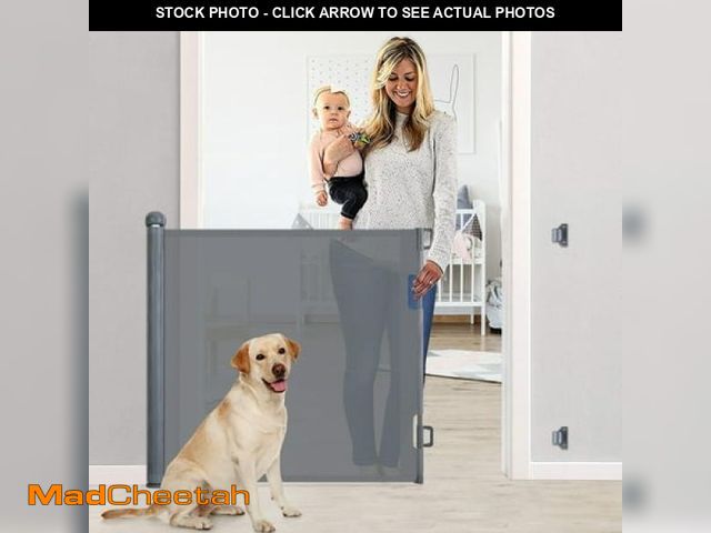 Lot 74-12419972 - Retractable Mesh Baby Gate  Safety Gates for Stairs Doorway  33  Tall Extends to 71  Wide  Gray - UN...
