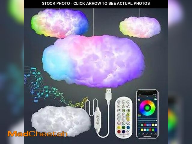 Lot 74-12126793 - 3D Big Cloud lightning Light Kit Music Sync Warm White Multicolor lightning Changing Strip Lights 36...