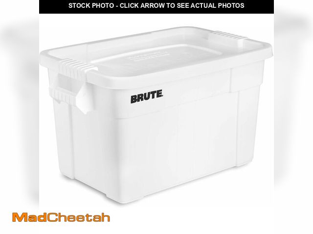 Lot 74-14359425 - Rubbermaid Commercial Products BRUTE Tote Storage Container with Lid-included, 20-Gallon, White, Reu...
