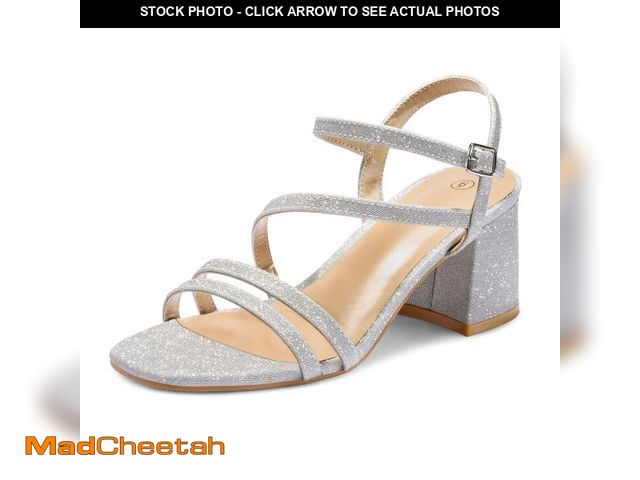 Lot 74-12310617 - mysoft Women's Strappy Low Chunky Block Heel Sandals Open Toe Dress Shoes - USED