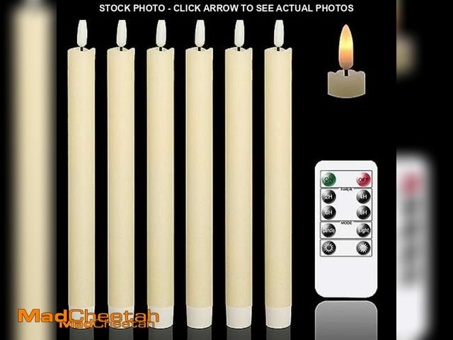 Lot 74-11471624 - GenSwin Flameless Ivory Taper Candles Flickering with 10-Key Remote, Battery Operated Led Warm 3D Wi...