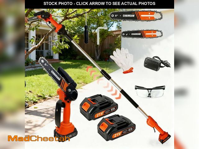 Lot 74-12818523 - (MISSING BATTERIES,CHARGER) LEXKUYI 2-in-1 Cordless Pole Saws for Tree Trimming, 6 Inch Mini Electri...