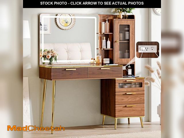 Lot 74-12541244 - (MISSING MIRROR) Vanity Desk with 29.53" HD Lighted Mirror, 47.24" Big Modern Vanity Desk with Mirro...
