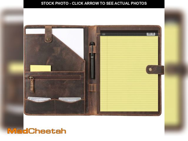 Lot 74-14597736 - KomalC Leather Portfolio Folder with Luxury Pen and Button Closure | Business Padfolio for Professio...