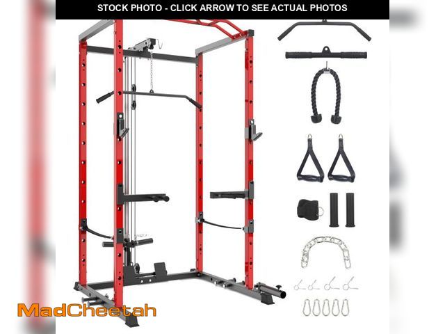 Lot 74-12514499 - GarveeLife Power Cage with LAT Pulldown, Multi-Functional Power Rack with Cable Pulley System and J-...