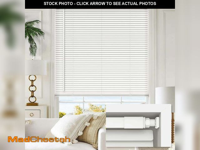Lot 74-14350862 - LazBlinds Cordless No Tools-No Drill 1" Vinyl Horizontal Mini Blinds, Light Filtering Blinds for Win...