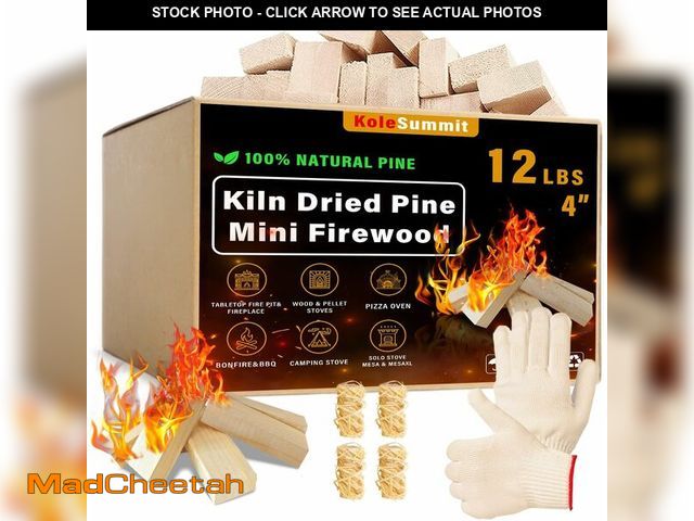 Lot 74-13040512 - Mini Firewood Fire Stick with Fire Starters Gloves 4" Kiln Dried Pine Firewood Small Barkless Kindli...