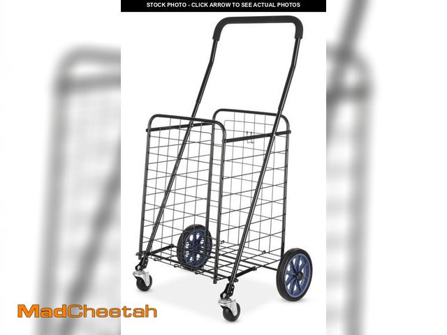 Lot 74-12406511 - Mainstays Metal 1 Compartment Rolling Metal Shopping / Utility Cart - Black - UNUSED