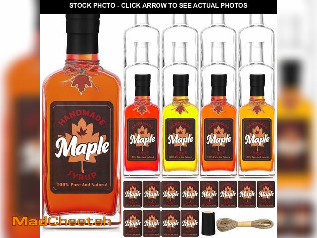 Lot 74-13545503 - LOYIM 12 Pcs Glass Maple Syrup Bottles Bulk 8 oz Clear Glass Bottle with Cork Lids Reusable Syrup Ja...