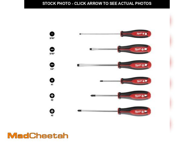 Lot 74-14344271 - Milwaukee Phillips/Slotted Flat Head Hex Drive Screwdriver Set with Tri-Lobe Handle (6-Piece) - UNUS...