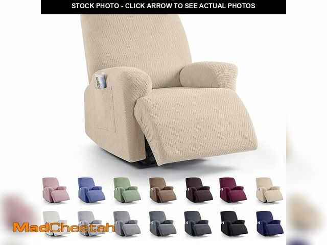 Lot 74-13709939 - KinCam Recliner Covers, Stretch Reclining Chair Covers, Recliner Sofa Slipcovers Stripe Jacquard Rec...