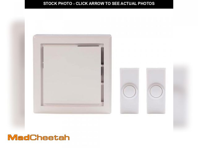 Lot 74-7102382 - Hampton Bay Wireless Plug-In Doorbell Kit with 2 Wireless Push Buttons, White - UNUSED