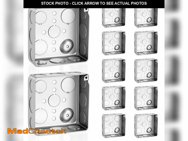 Lot 74-14212357 - PercyEffie 12 Pack 4" Square Electrical Box, 1-1/2'' Deep Metal Electrical Box, Galvanized Steel Met...