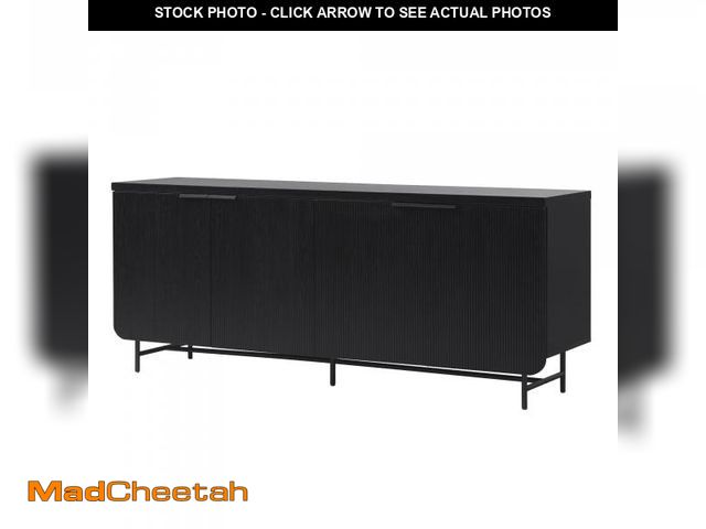 Lot 74-12104173 - Walker Edison Reema Fluted 4-Door Kitchen Sideboard Buffet Console, 69 Inch, Black - UNUSED