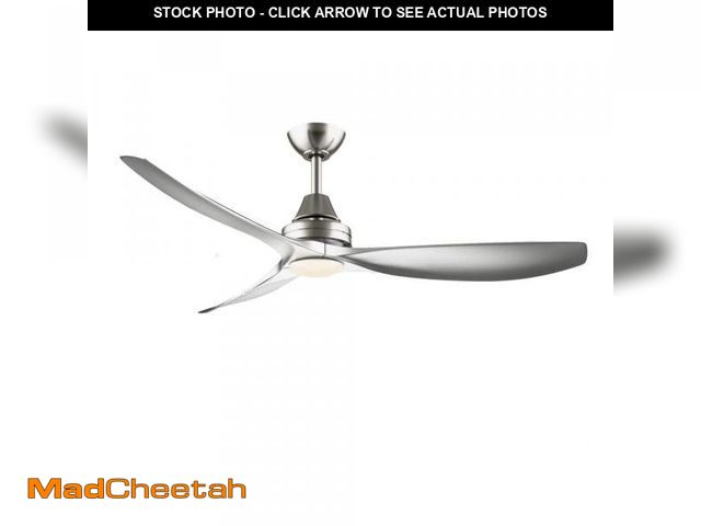 Lot 74-12256423 - Home Decorators Collection Levanto 52 in. Integrated LED Indoor/Outdoor Brushed Nickel Ceiling Fan w...