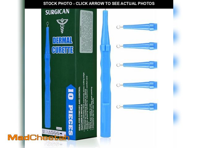 Lot 74-13524235 - SURGICAN Sterile Disposable Dermal Curettes Easy Peel Packing - Box of 10 - New and Improved (5 mm [...