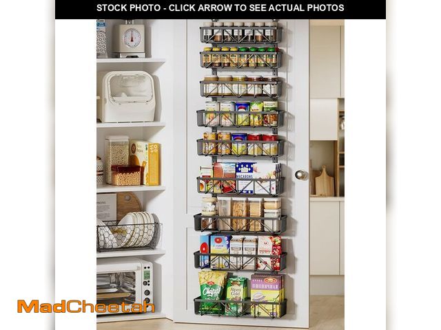 Lot 74-12325394 - Delamu Adjustable Over the Door Pantry Organizer, 9-Tier Metal Pantry Organization and Storage for K...