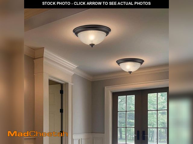 Lot 74-14277223 - PRIVATE BRAND UNBRANDED 12.75 in 2-Light Oil Rubbed Bronze Flush Mount Ceiling Light Fixture with Te...