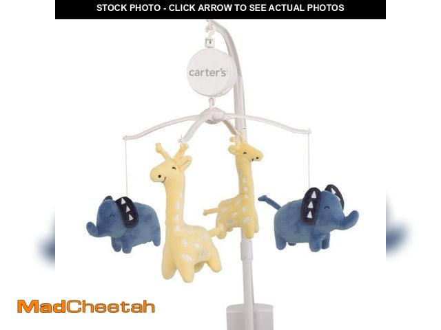 Lot 74-11547889 - Carter's Modern Jungle Pals Blue and Yellow Elephant and Giraffe Musical Mobile - UNUSED