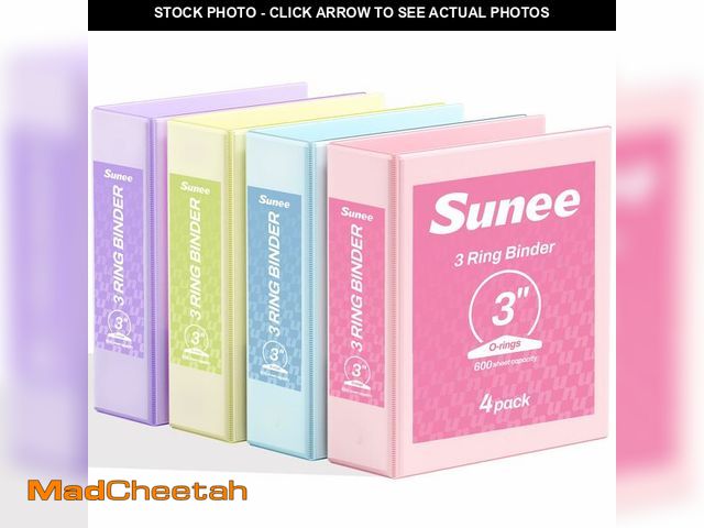 Lot 74-14481265 - SUNEE 3 Ring Binder 3 Inch 4 Pack, 3" Large Clear View Binders Three Ring PVC-Free (Fit 8.5x11 Inche...