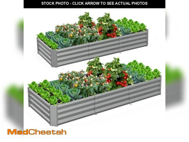 Lot 74-12158872 - TRAMULL 2 Pack 8x3x1ft Metal Galvanized Raised Garden Bed for Vegetables Flowers Ground Planter Box ...