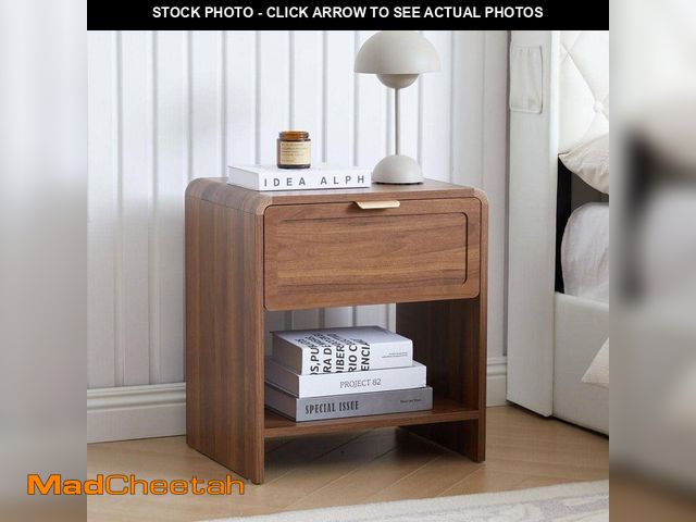 Lot 74-14115305 - ATHMILE Walnut Drawer 13.77 in. W Nightstand /Beside Table - UNUSED
