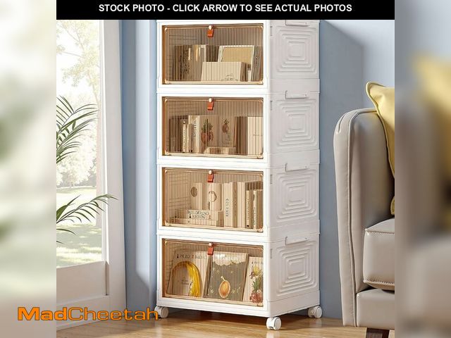 Lot 74-12664758 - VECELO 23 QT 3 Tier Storage Bins with Lid, Stackable Storage Boxes with Magnetic Doors &amp; Wheels ...