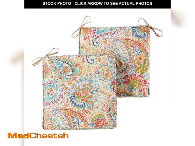 Lot 74-14359759 - Greendale Home Fashions 18 in. x 18 in. Jamboree Square Outdoor Seat Cushion (2-Pack) - UNUSED